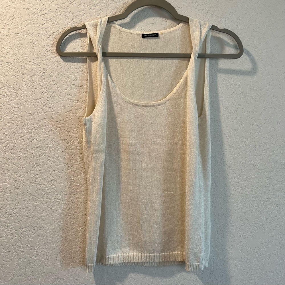 Women’s Magashoni ivory twist strap tank blouse size small S